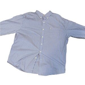 Izod Men’s Blue and White Checkered Button Down Shirt